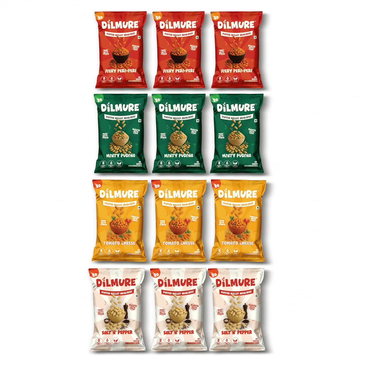 Dilmure Jowar Munchies Variety Combo - Pack of 80